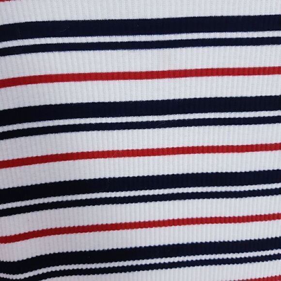NWOT Sailor Striped Ribbed Korean Scallop Trim Top - Picture 7 of 8